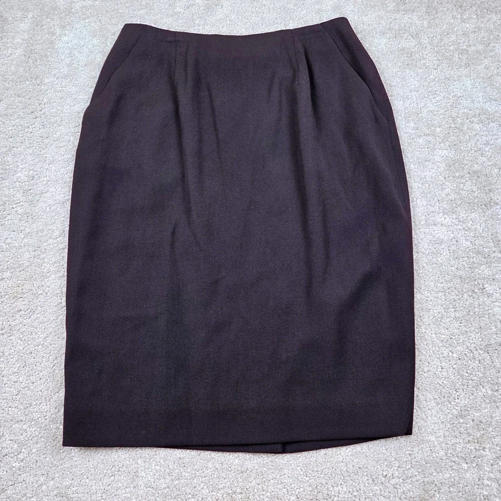 Black Wool Blend Pencil Skirt Size 10 Dana Buchman High Waist Pockets  24